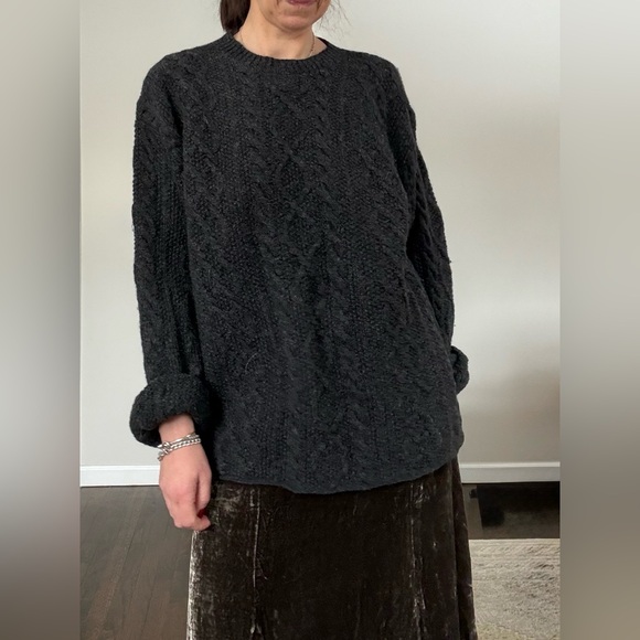 Vintage J. Crew Fisherman Sweater Dark Charcoal